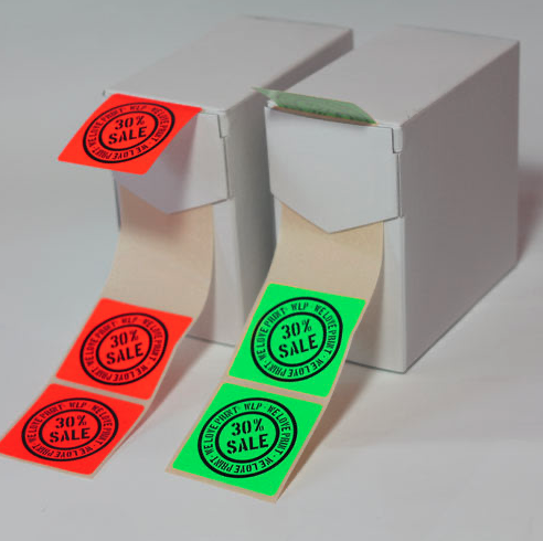 etiquettes rouleaux fluo