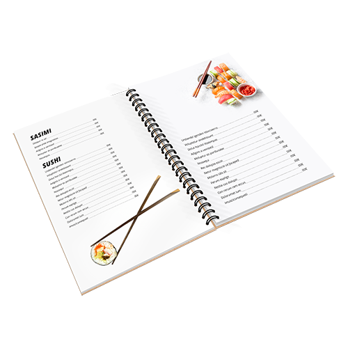 Cartes de menu à reliure spirale