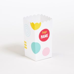 Exemple de boîte à pop-corn imprimé en qualité professionnelle