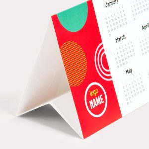 Exemple de calendrier de bureau avec chevalet imprimé en qualité professionnelle