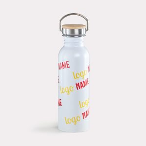 Exemple de gourde inox avec couvercle en bambou imprimé en qualité professionnelle