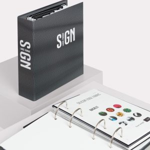 Exemple de lookbook sign imprimé en qualité professionnelle