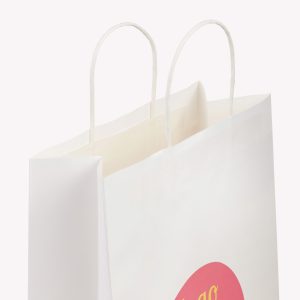 Exemple de sac en papier à poignées plates – numérique imprimé en qualité professionnelle