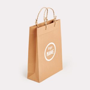 Exemple de sac luxe en papier – recyclé à poignées torsadées imprimé en qualité professionnelle