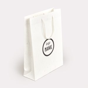 Exemple de sac luxe en papier recyclé avec poignées en fibres de paille imprimé en qualité professionnelle