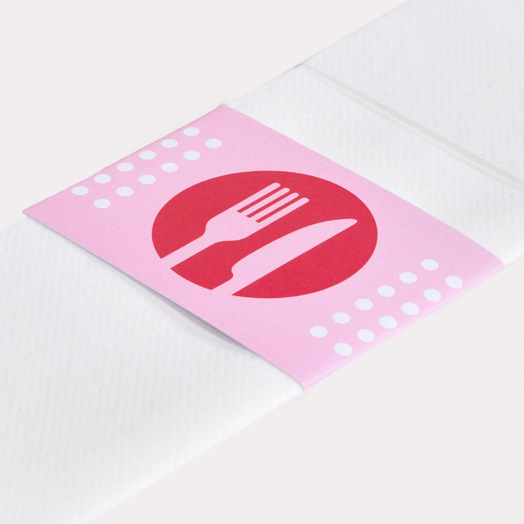 Impression de serviette pliée en pochette à couverts airlaid professionnelle par BDX Print