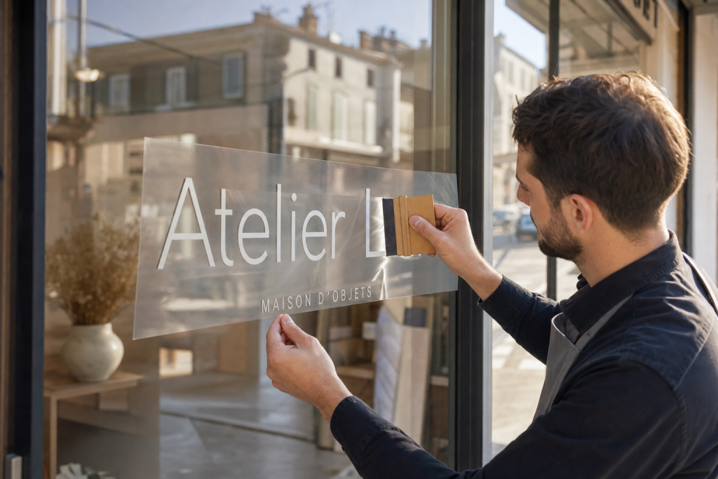 Lettrage adhésif : réussir l’habillage de sa vitrine