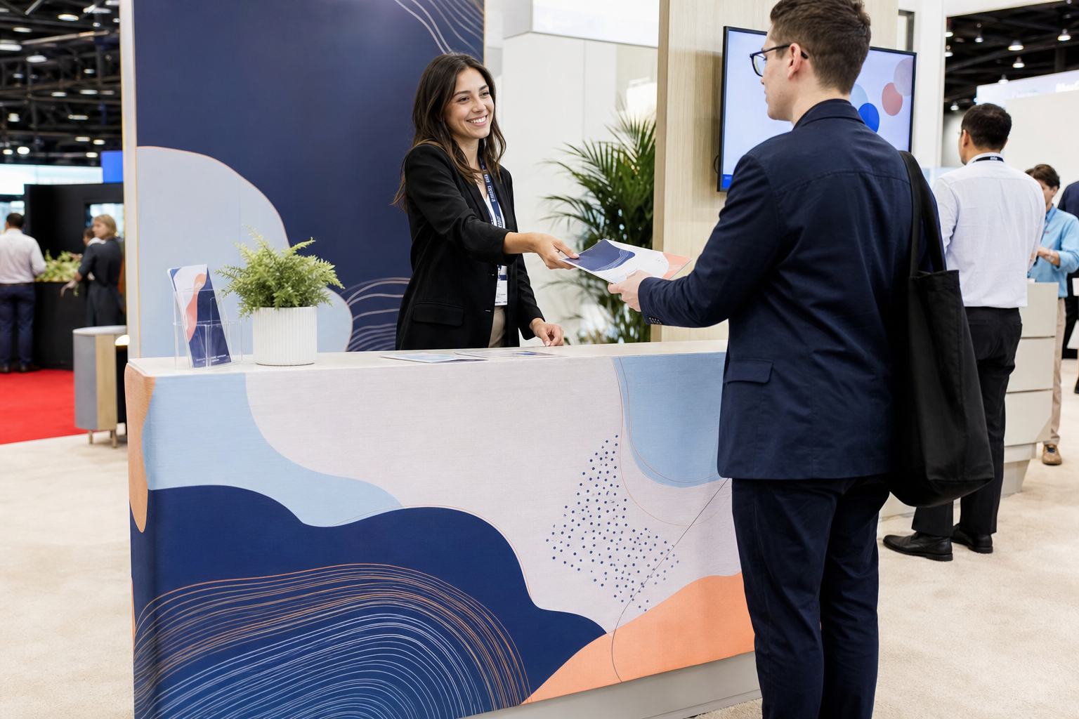 Totems et comptoirs textiles : la PLV modulable pour vos salons