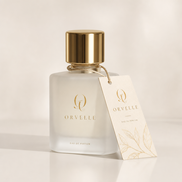 Étiquette volante avec cordon pour bouteille de parfum
