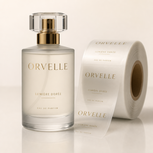 Étiquettes transparentes parfum & cosmétique