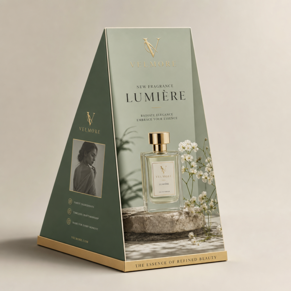 Présentoir pyramidal pour lancement de parfum