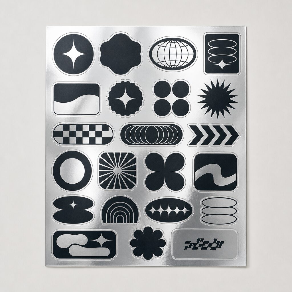 Stickers argent brillant en planche