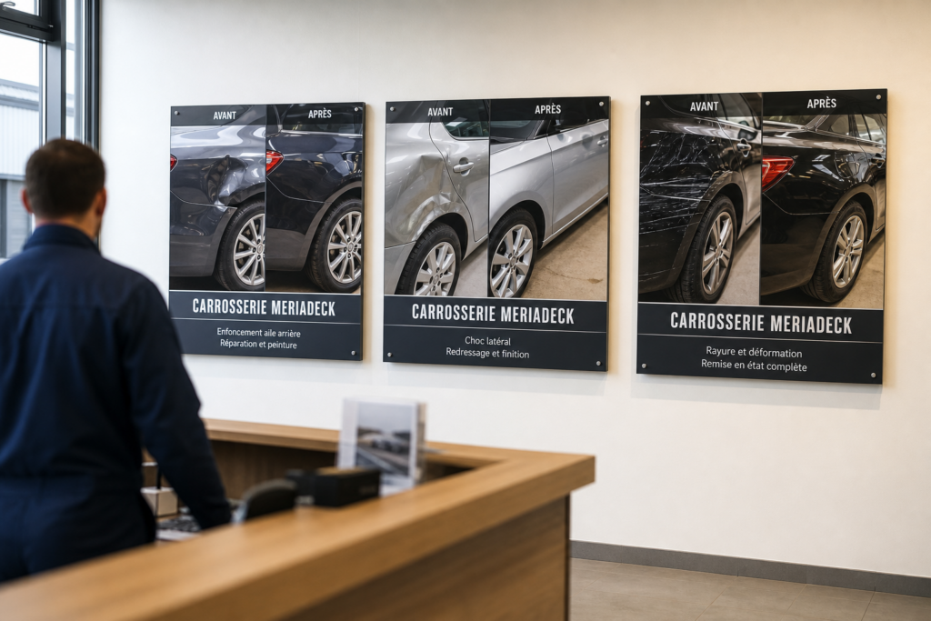 Photo sur plaque alu : afficher ses réalisations carrosserie dans le hall