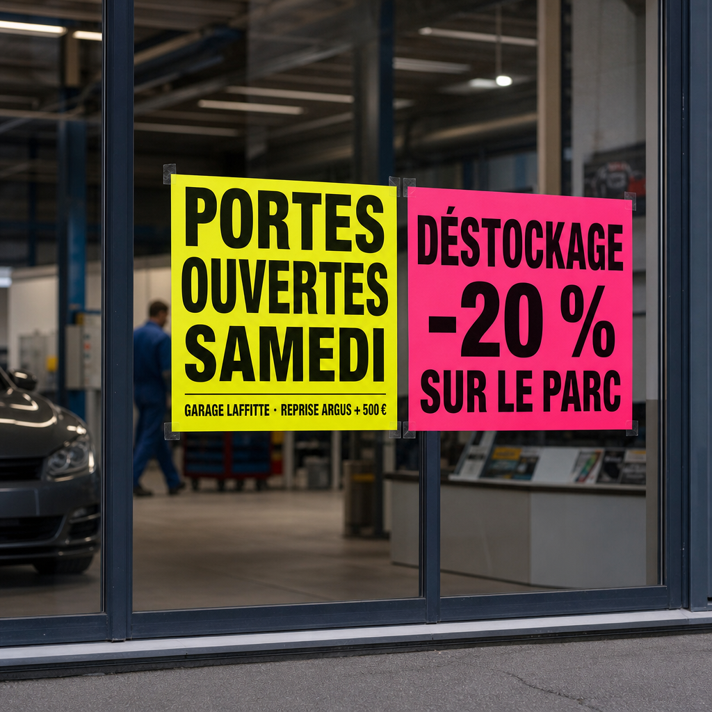 Affiche fluo de promotion sur le parc