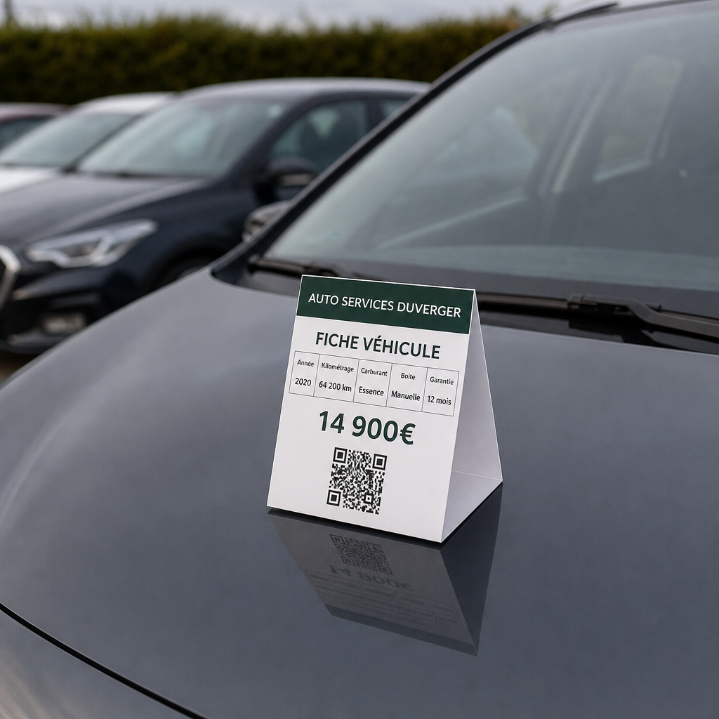 Fiche véhicule sur chevalet de parc