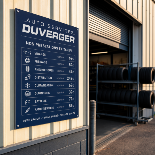 Panneau de tarifs extérieur en aluminium