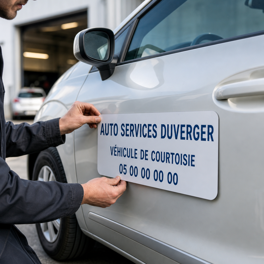Plaque magnétique pour véhicule de courtoisie