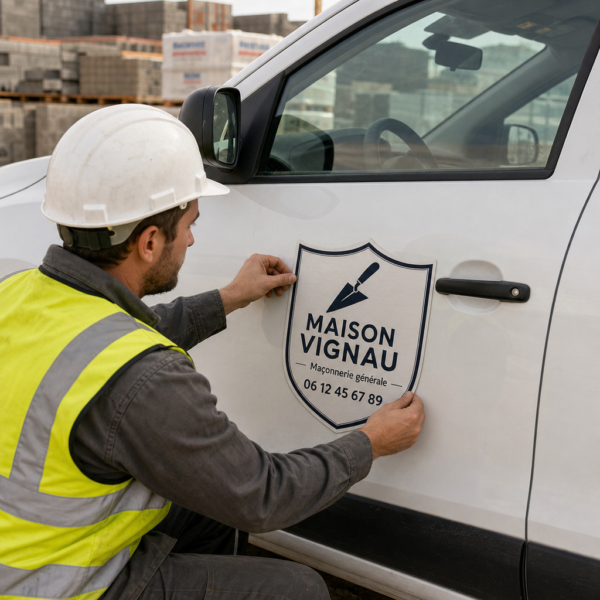 Aimant adhésif logo — marquage véhicule Bordeaux