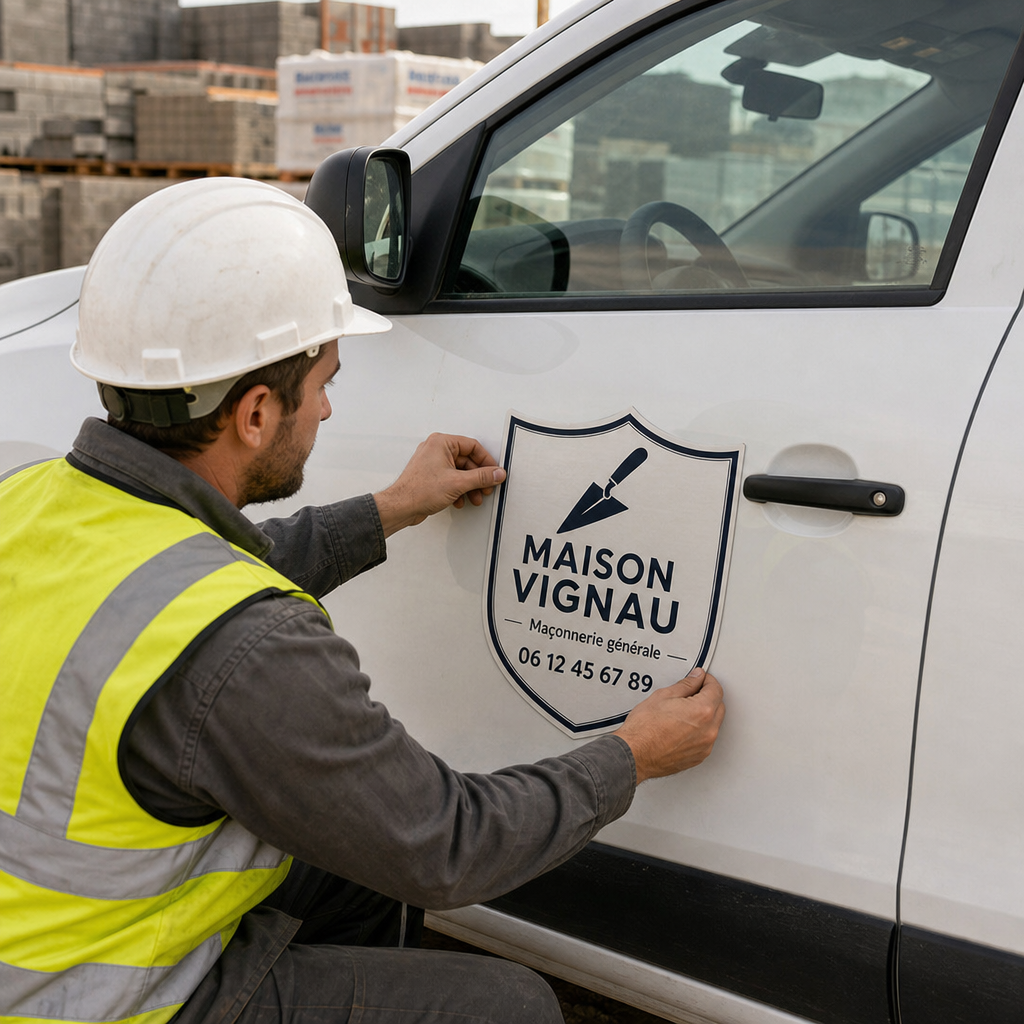 Aimant adhésif logo — marquage véhicule Bordeaux