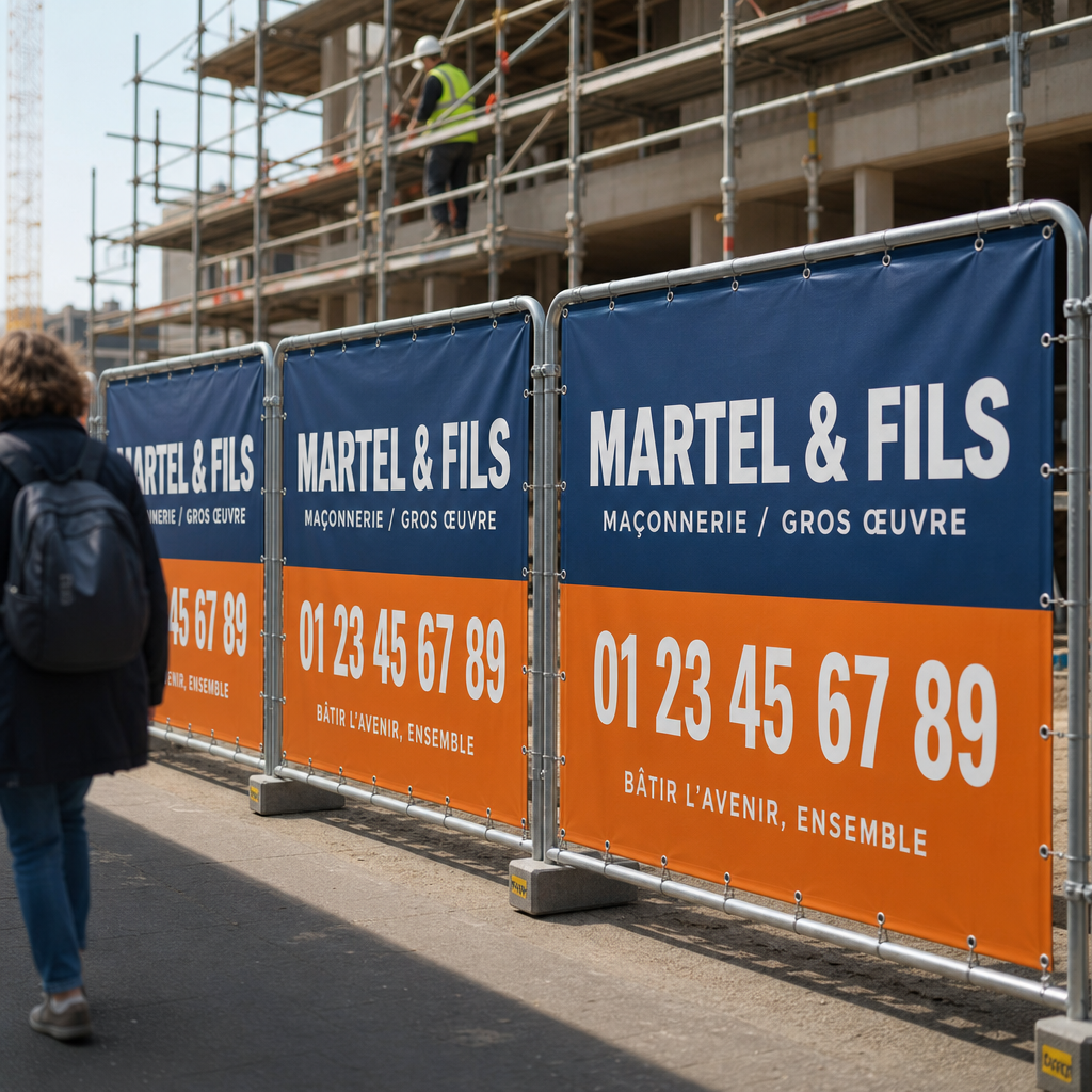 Bâche pour barrière de chantier (grillage Heras)