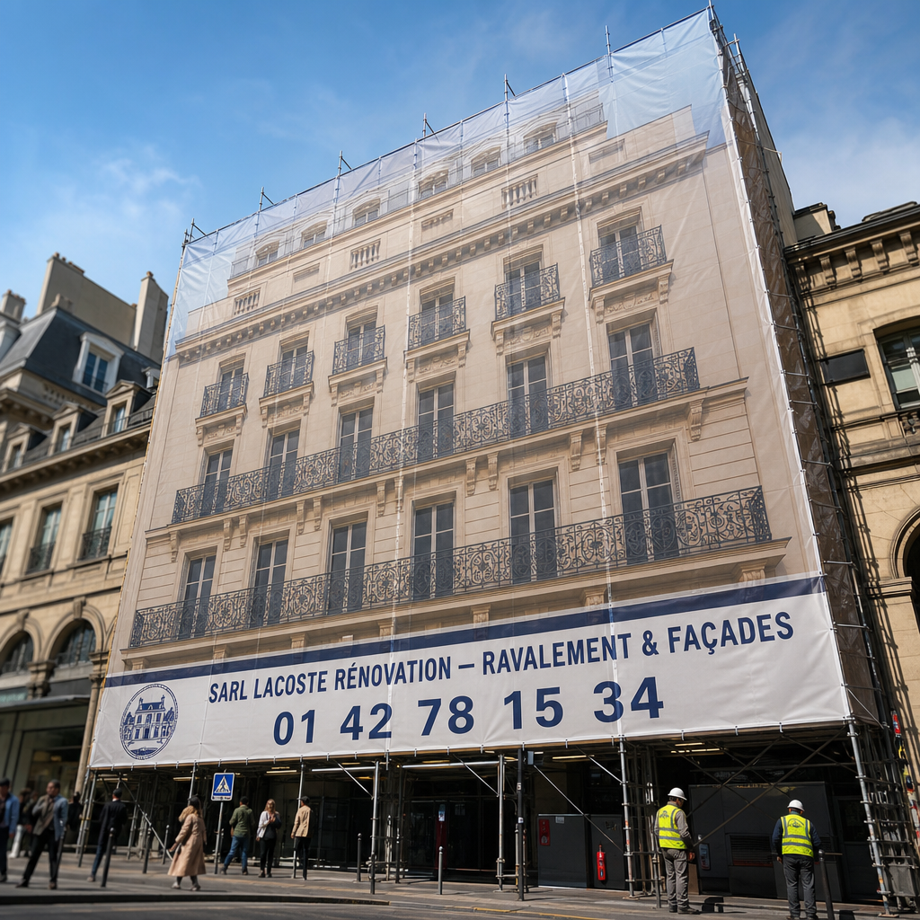 Bâche de chantier grand format pour façade