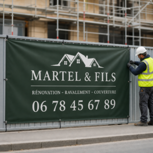 Bâche PVC de chantier à œillets