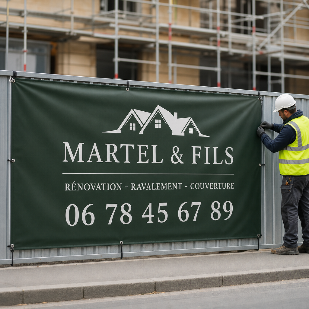 Bâche PVC de chantier à œillets