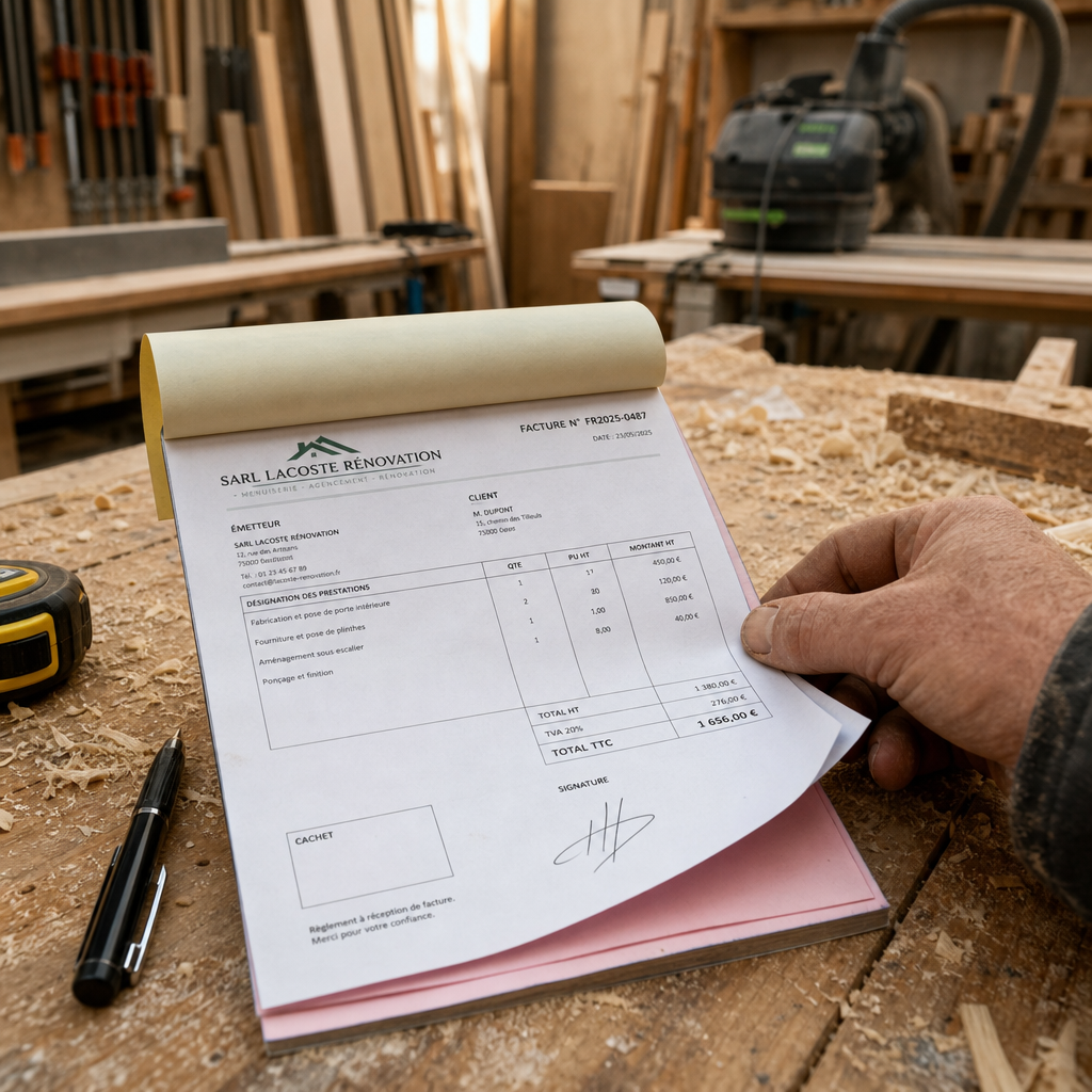 Carnet de facture autocopiant artisan