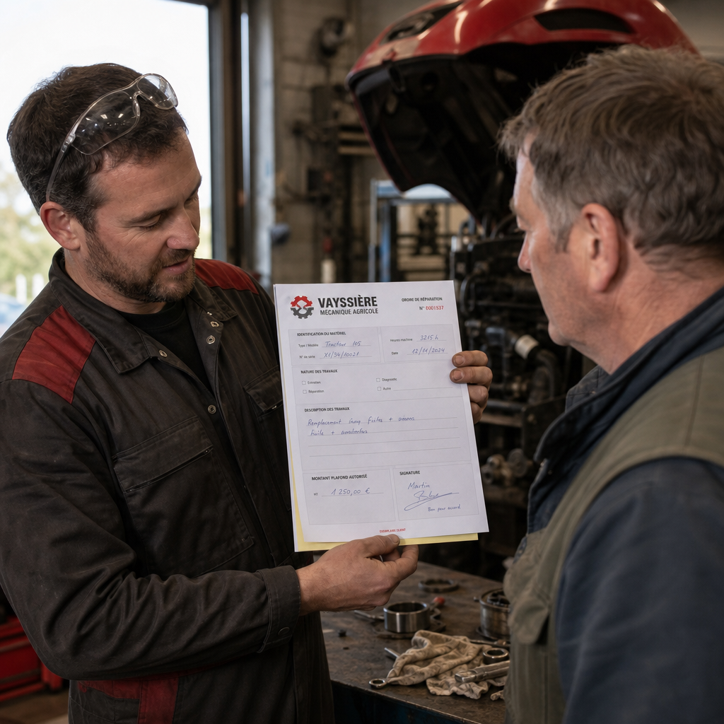 Carnet d'ordre de réparation autocopiant
