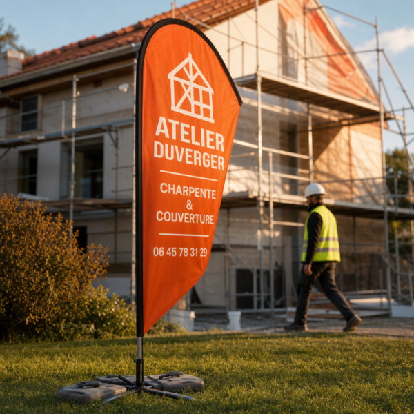 Oriflamme de chantier personnalisée