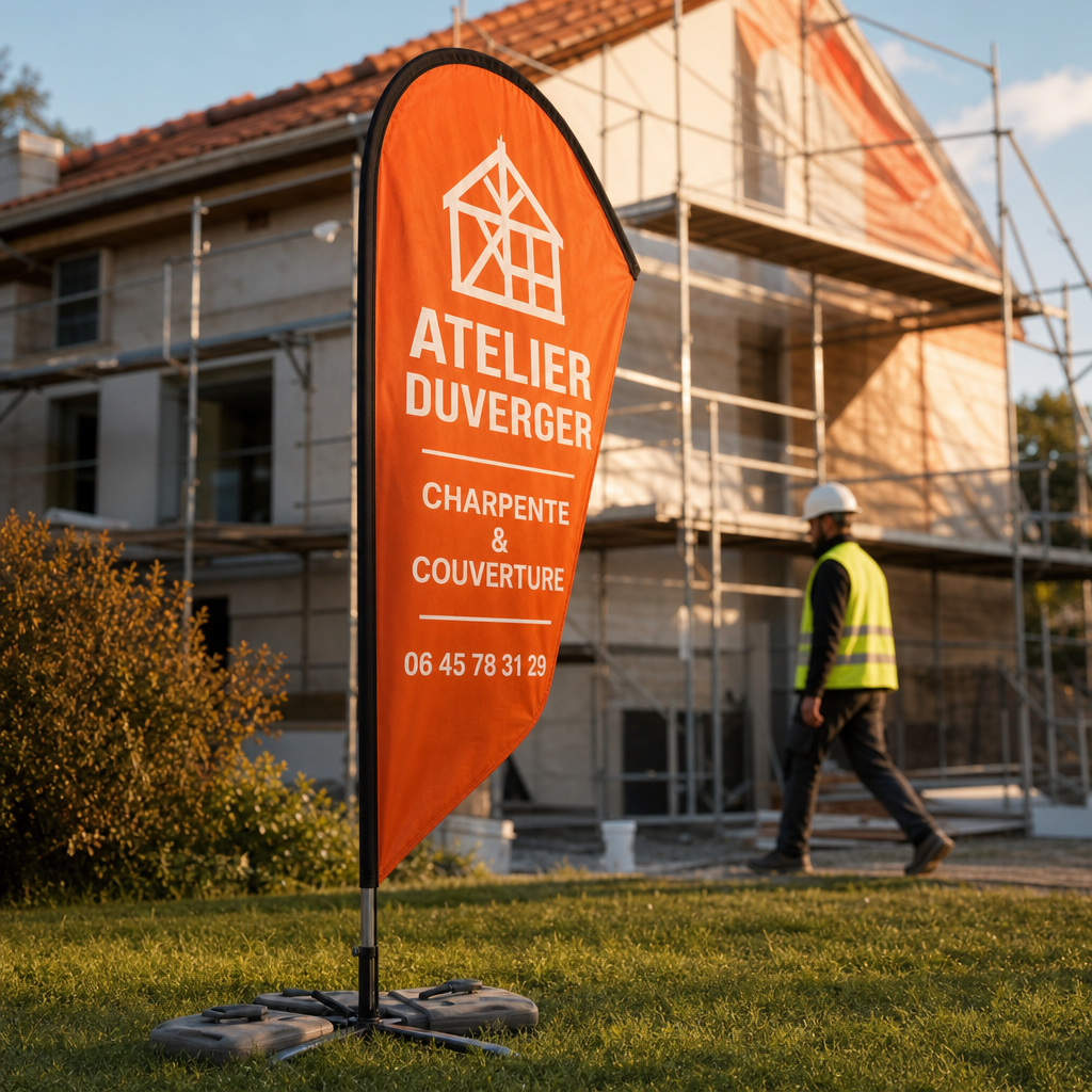 Oriflamme de chantier personnalisée