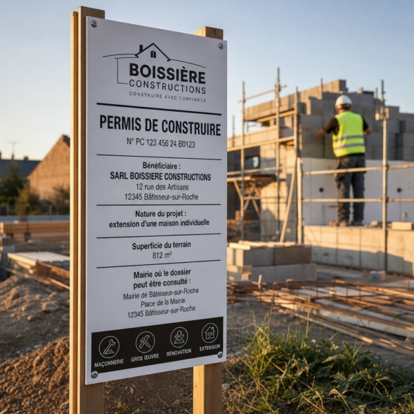 Panneau de permis de construire Dibond 80 x 120 cm