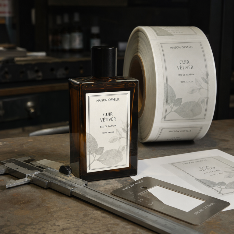 Étiquette de parfum en rouleau : formats, matières et pose