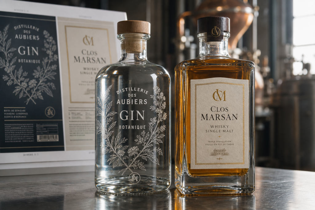 Étiquette spiritueux personnalisée : habiller un gin, un whisky ou une liqueur sans copier les codes du vin