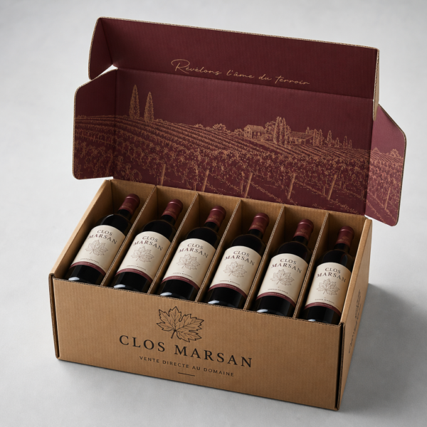 Caisse à vin en carton ondulé personnalisée