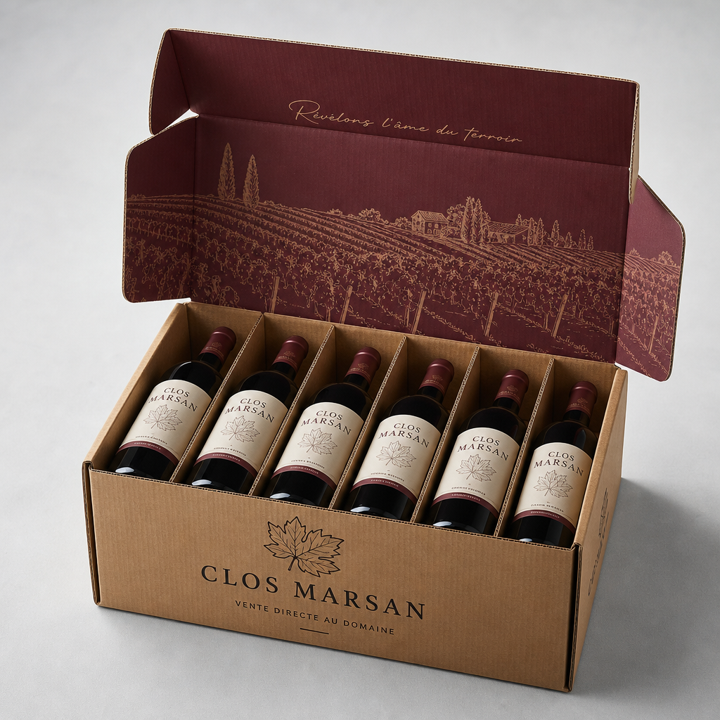 Caisse à vin en carton ondulé personnalisée