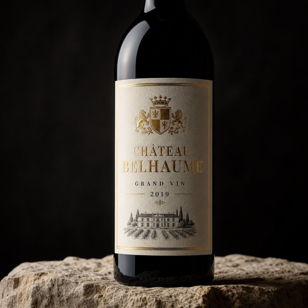 Étiquette de vin avec dorure or, argent ou cuivre
