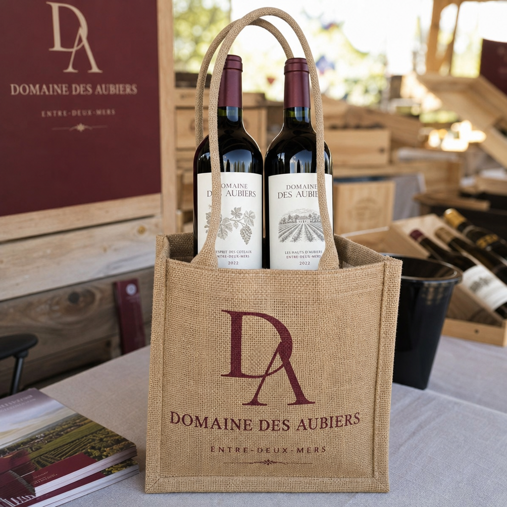 Sac en jute personnalisé pour bouteilles