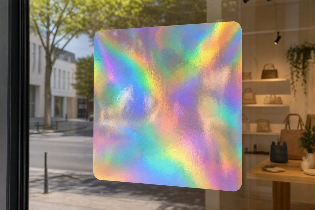 Impression stickers holographique : effet arc-en-ciel et limites
